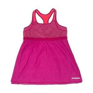 Brooks Running Women’s Pink Racerback Athletic Tank Top Sz Large GUC Shelf Bra